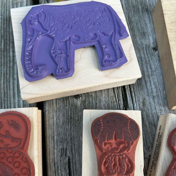 Vintage Asian-Inspired Wooden Stamp Set - Picture 10 of 16